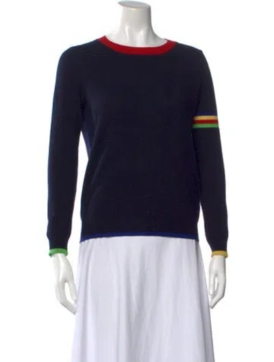 Pre-owned Madeleine Thompson Cashmere Colorblock Pattern Sweater In Blue