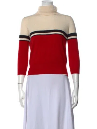 Pre-owned Madeleine Thompson Cashmere Colorblock Pattern Sweater In Red