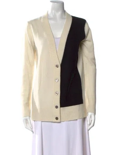 Pre-owned Madeleine Thompson Cashmere Colorblock Pattern Sweater In White