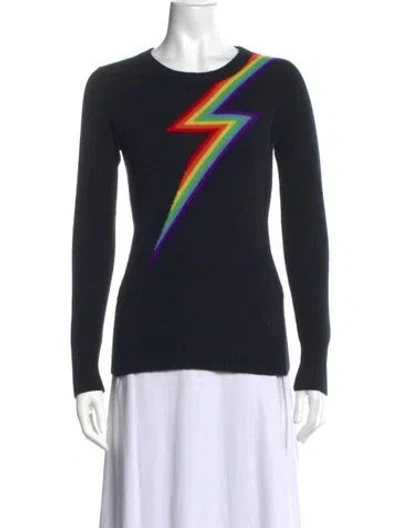 Pre-owned Madeleine Thompson Cashmere Graphic Print Sweater In Black