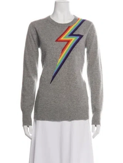 Pre-owned Madeleine Thompson Cashmere Graphic Print Sweater In Gray