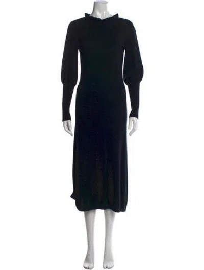 Pre-owned Madeleine Thompson Cashmere Midi Length Dress In Black