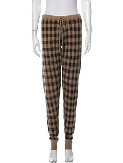 Pre-owned Madeleine Thompson Cashmere Plaid Print Pajamas In Brown