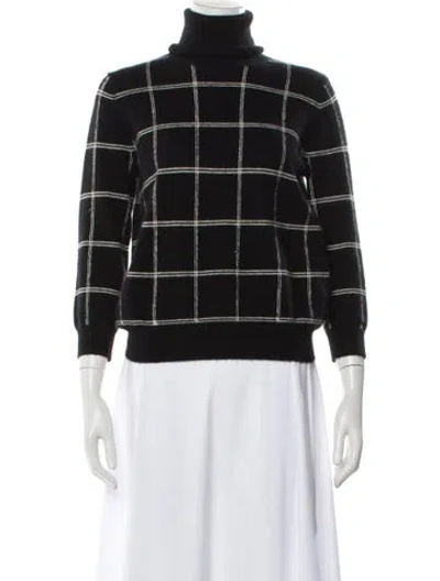 Pre-owned Madeleine Thompson Cashmere Plaid Print Sweater In Black