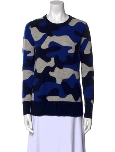 Pre-owned Madeleine Thompson Cashmere Printed Sweater In Blue