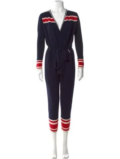 Pre-owned Madeleine Thompson Cashmere Striped Jumpsuit In Blue