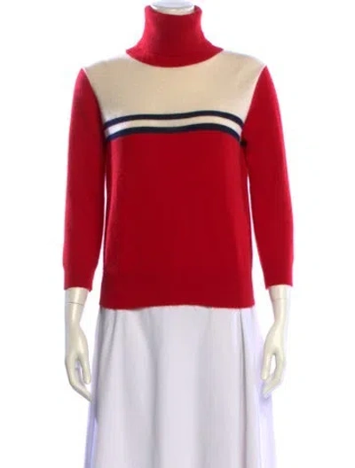 Pre-owned Madeleine Thompson Cashmere Striped Sweater In Red