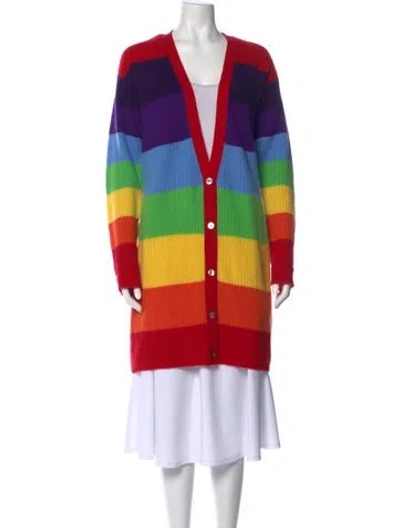 Pre-owned Madeleine Thompson Cashmere Striped Sweater In Red