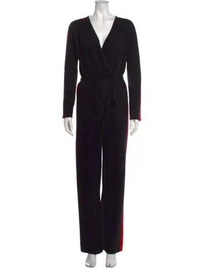 Pre-owned Madeleine Thompson Cashmere V-neck Jumpsuit In Black