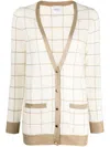 Madeleine Thompson Check-pattern V-neck Cardigan In Weiss