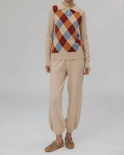 Madeleine Thompson Magpie Long Sleeve Top In Rusty Red Mix In Multi
