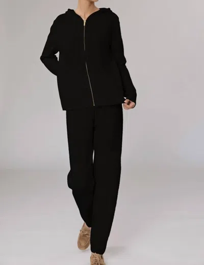 Madeleine Thompson Pheasant Straight Leg Pants In Black