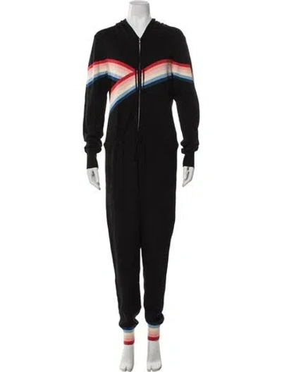 Pre-owned Madeleine Thompson Striped Crew Neck Jumpsuit In Black