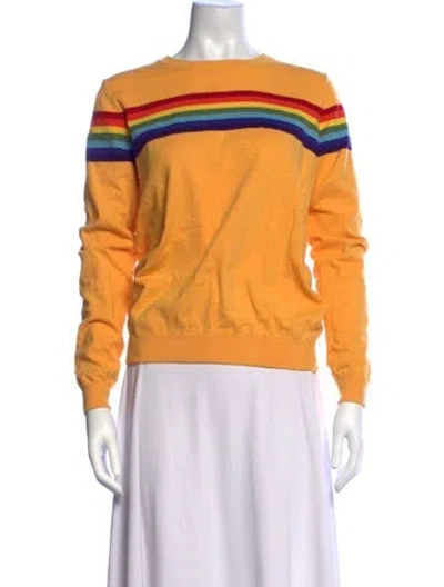 Pre-owned Madeleine Thompson Striped Crew Neck Sweater In Yellow
