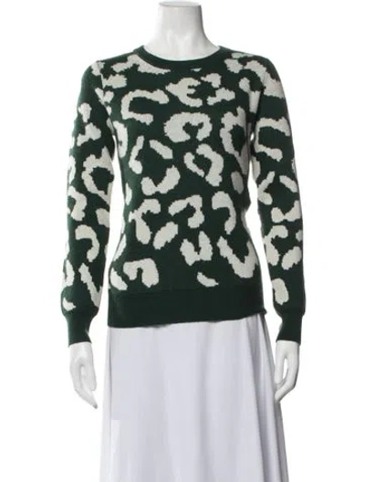 Pre-owned Madeleine Thompson Wool Animal Print Sweater In Green