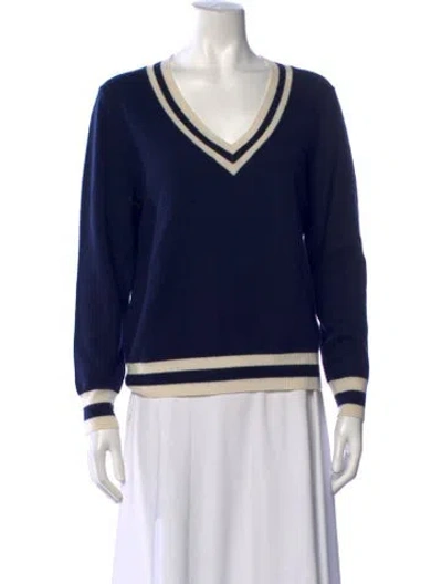 Pre-owned Madeleine Thompson Wool Colorblock Pattern Sweater In Blue