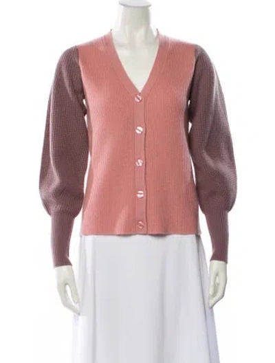 Pre-owned Madeleine Thompson Wool Colorblock Pattern Sweater W/ Tags In Pink