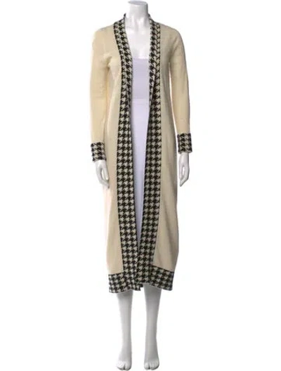 Pre-owned Madeleine Thompson Wool Houndstooth Print Sweater In Neutral