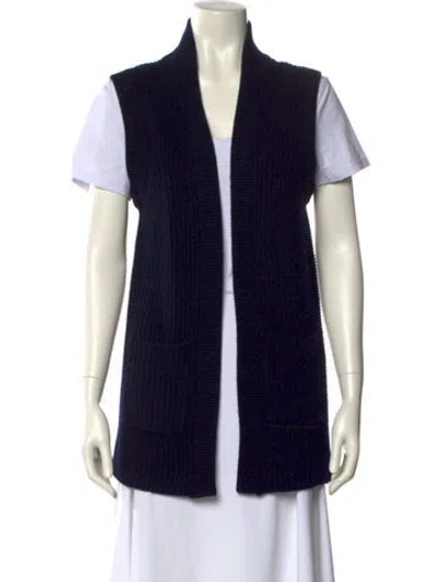 Pre-owned Madeleine Thompson Wool Open Front Sweater In Black