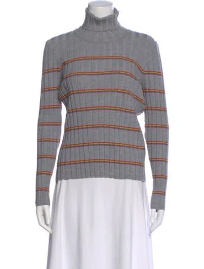 Pre-owned Madeleine Thompson Wool Striped Sweater In Gray
