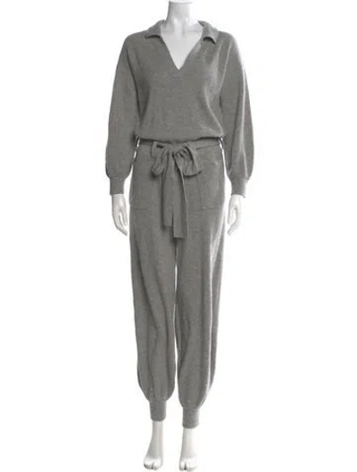 Pre-owned Madeleine Thompson Wool V-neck Jumpsuit In Gray