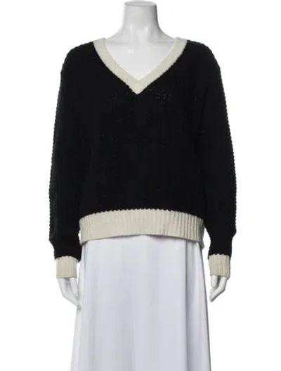 Pre-owned Madeleine Thompson Wool V-neck Sweater In Black