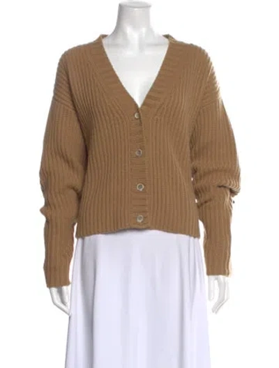 Pre-owned Madeleine Thompson Wool V-neck Sweater In Brown