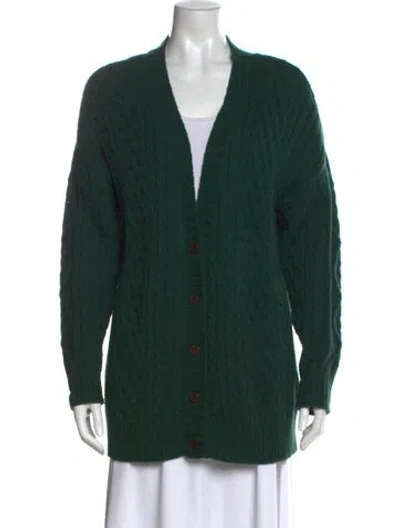 Pre-owned Madeleine Thompson Wool V-neck Sweater In Green