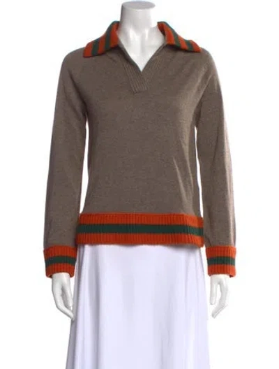 Pre-owned Madeleine Thompson Wool V-neck Sweater In Neutral
