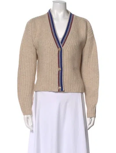 Pre-owned Madeleine Thompson Wool V-neck Sweater W/ Tags In Neutral