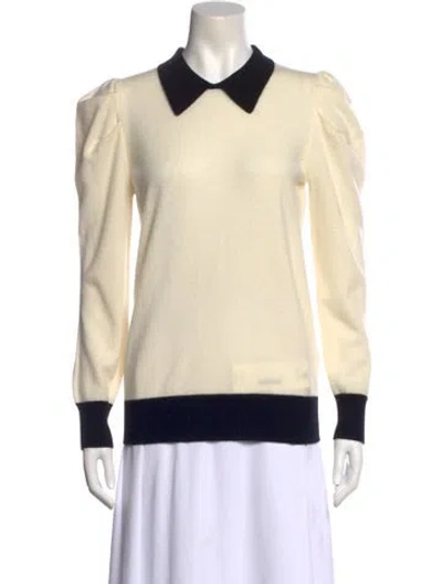 Pre-owned Madeleine Thompson Wool V-neck Sweater W/ Tags In Neutral