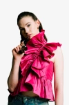 Madeline Marie Juliette Blouse Taffeta In Fuschia Taffeta