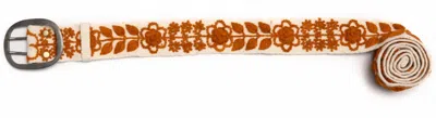 Madeline Rachel Embroidered Belt In Ivory In Multi