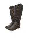 Madeline Women's Knee High Shuffle Boots In Brown In Brown