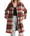 Madelyn Check Flannel Shacket - Plus In Ivory/red In Multi