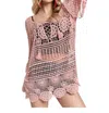 Madelyn Front Lace Up Crochet Cover Up In Mauve In Multi