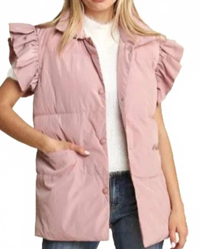 Madelyn Ruffle Sleeve Vest In Dusty Pink