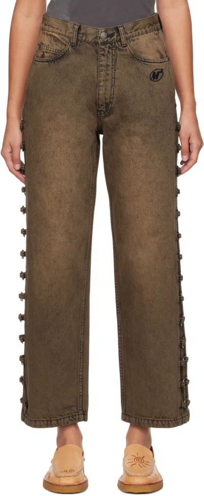 Mademe Brown Rings Jeans In Overdye Black