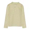 Mademe Checkered Logo Mesh Long Sleeve Pink/green Top In Multi