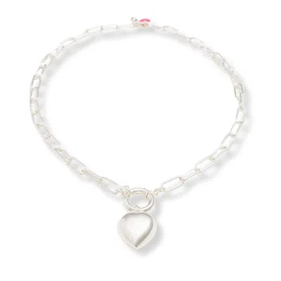 Mademoiselle Jules Women's Lonely Heart Necklace - Silver In White