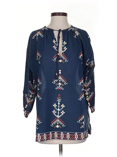 Pre-owned Madewell 3/4 Sleeve Blouse In Blue