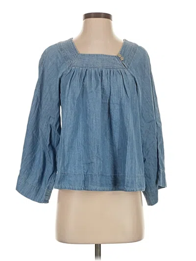 Pre-owned Madewell 3/4 Sleeve Blouse In Blue