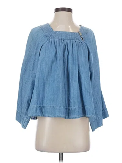 Pre-owned Madewell 3/4 Sleeve Blouse In Blue
