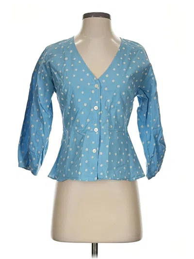 Pre-owned Madewell 3/4 Sleeve Blouse In Blue