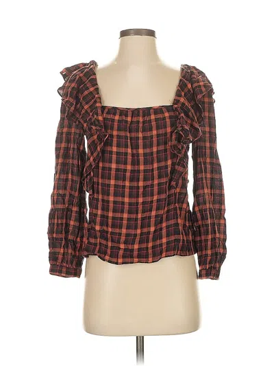 Pre-owned Madewell 3/4 Sleeve Blouse In Brown