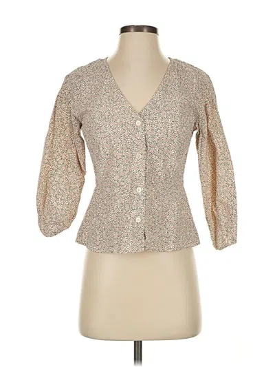 Pre-owned Madewell 3/4 Sleeve Blouse In Brown