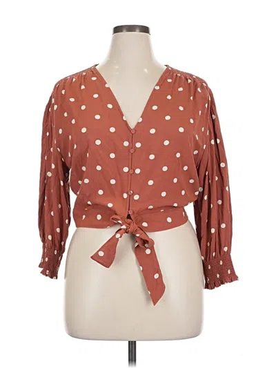 Pre-owned Madewell 3/4 Sleeve Blouse In Brown