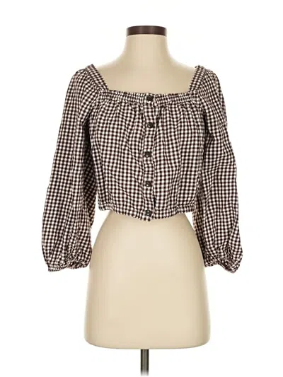 Pre-owned Madewell 3/4 Sleeve Blouse In Brown