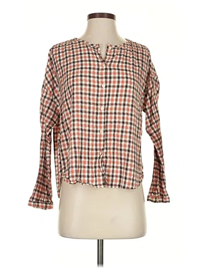 Pre-owned Madewell 3/4 Sleeve Blouse In Brown