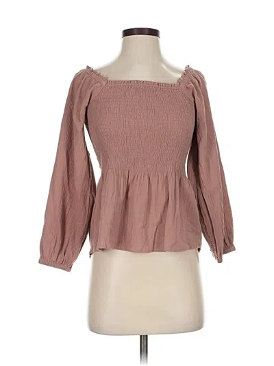 Pre-owned Madewell 3/4 Sleeve Blouse In Brown